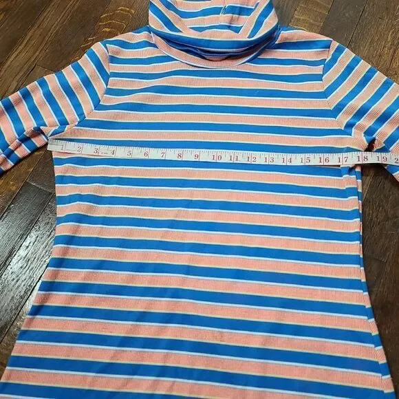 Vintage 70s vibe Blue Orange Striped Turtleneck - Picture 6 of 10